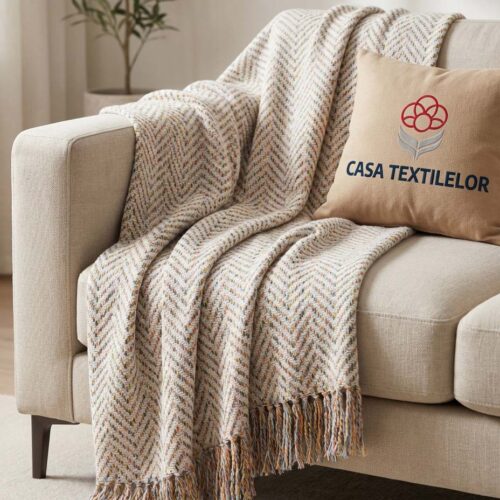 Patura din bumbac Zigzag Colorat 210x230CM – Casa Textilelor Moldova