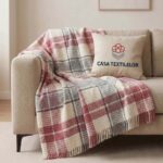 Patura din bumbac Carouri Roz 210x230CM – Casa Textilelor Moldova