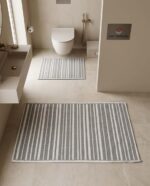 Set 2 covorașe baie 100% bumbac – Marine Stripe, Alb/Gri
