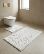 Set 2 covorașe baie 100% bumbac – Snowflake Relief, Crem