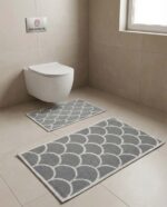 Set 2 covorașe baie 100% bumbac – Valuri, Gri