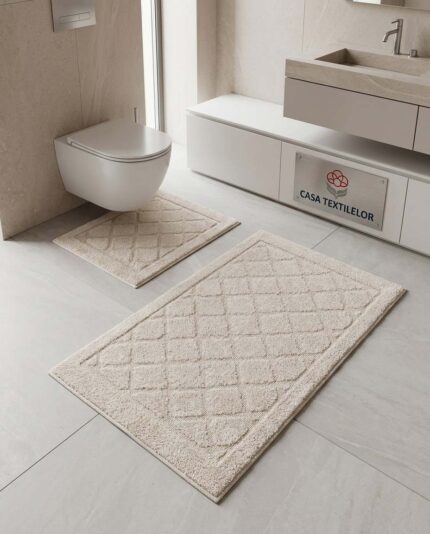 Set 2 covorașe baie 100% bumbac – Velvet Touch, Maro – Casa Textilelor Moldova