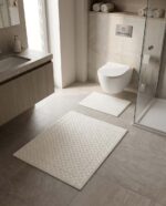 Set 2 covorașe baie 100% bumbac – Geometric Elegance, Bej Crem