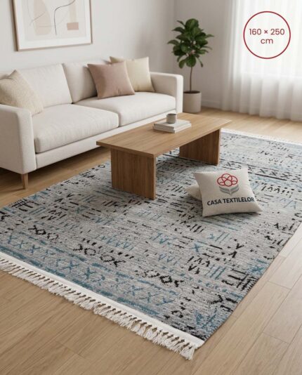 Covor modern de cameră 160×250 cm – covor din bumbac pentru living, Gri