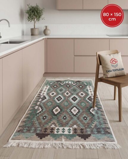 Covor din bumbac 80x150 cm cu două fețe - Folk Mosaic – Casa Textilelor Moldova