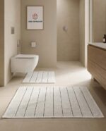 Set 2 covorașe baie 100% bumbac – Dungi, Alb/Negru