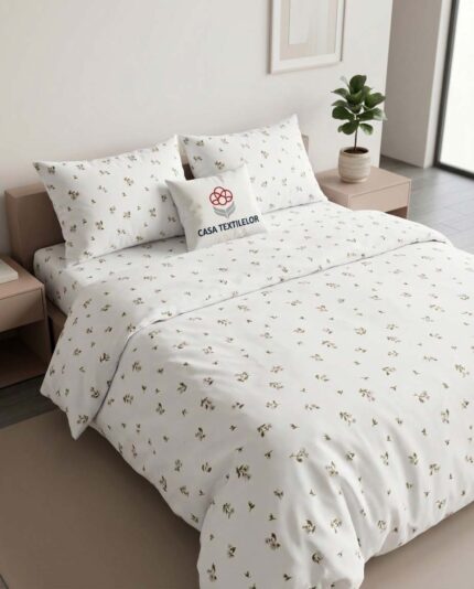 Lenjerie de pat din Bumbac 100% Flanel (baica) – Tiny Leaves