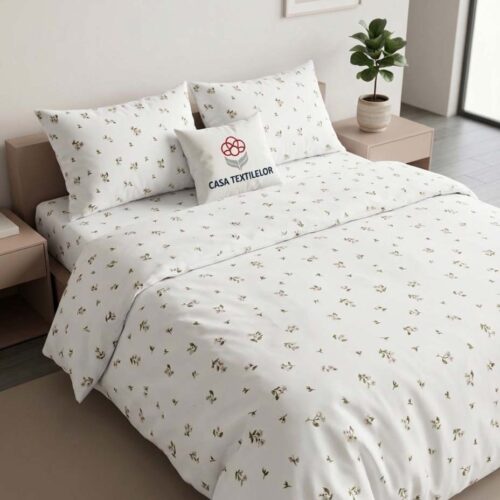 Lenjerie de pat din Bumbac 100% Flanel (baica) – Tiny Leaves