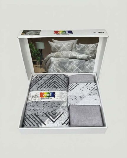 Lenjerie de pat Bumbac Mixt Vadi Romburi Geometrice Gri – Casa Textilelor